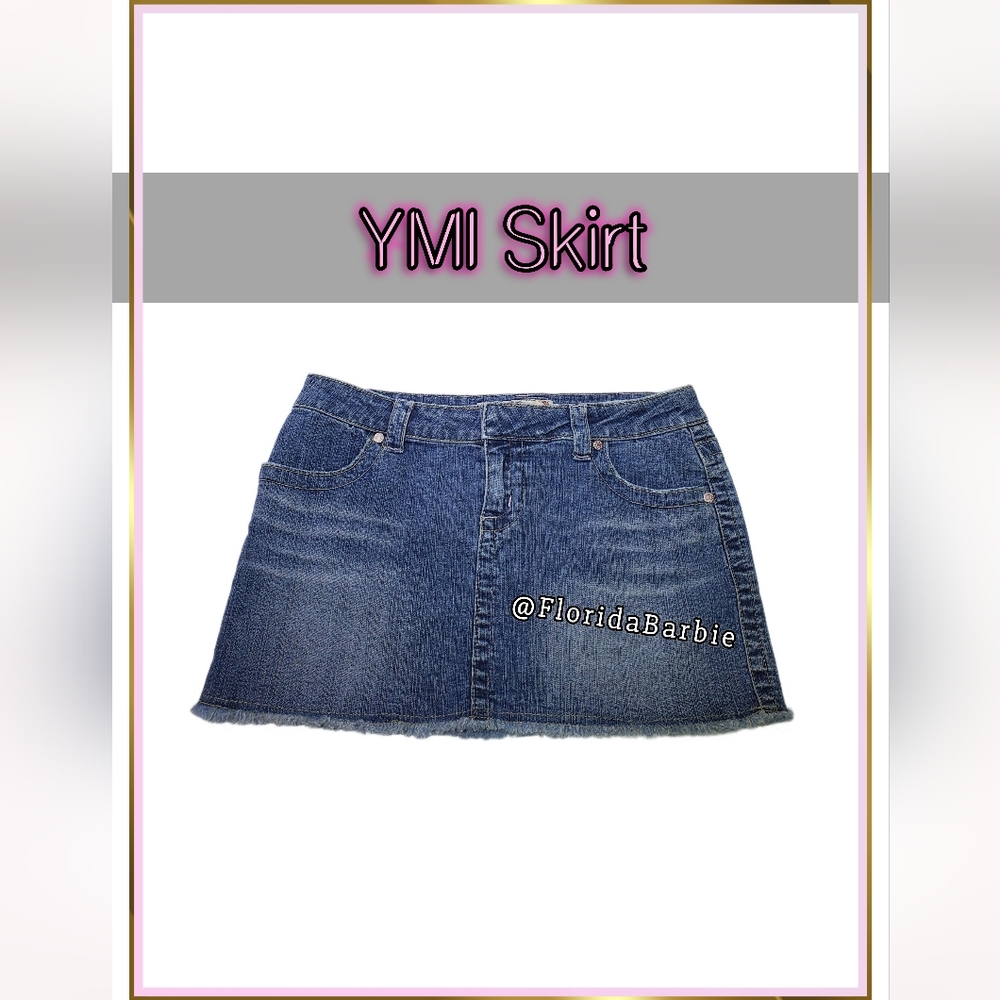 YMI Blue Denim Distressed Mini Skirt - Y2K Classic Casual Size 3